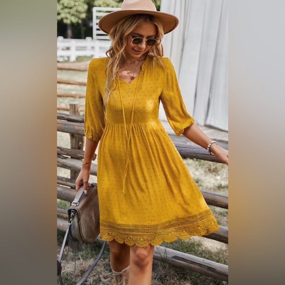 SHEIN Mustard Long Sleeve Dress